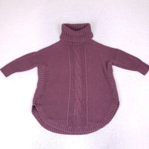 Express Mauve Cable Knit Turtleneck Sweater Women's Medium High-Low‎ Hem